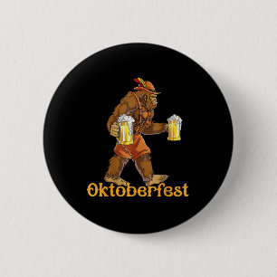 German Bigfoot Sasquatch Lederhose Funny 2024 Button