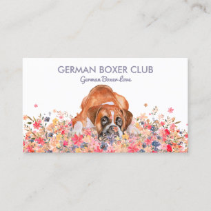 German Boxer Dog Spring Blumen Visitenkarte
