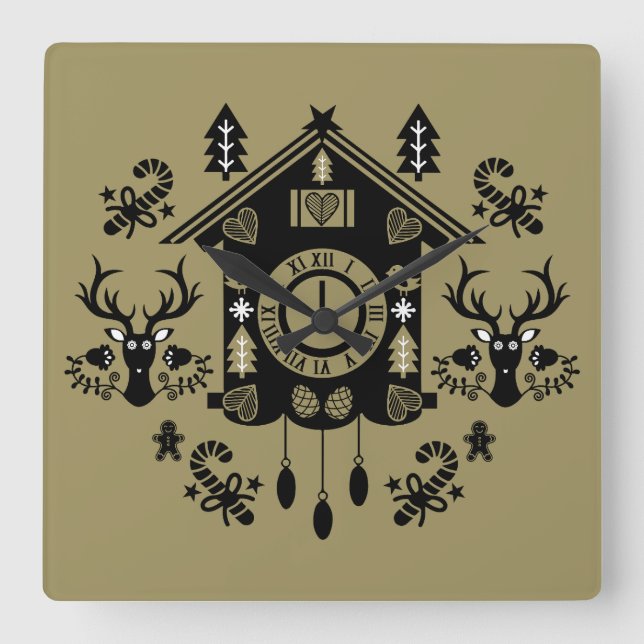 German Cucko Clock Weihnachten Quadratische Wanduhr (Vorderseite)