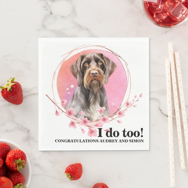 German Drahthaar Pointer Wedding Dog Foto Serviette (Beispiel)