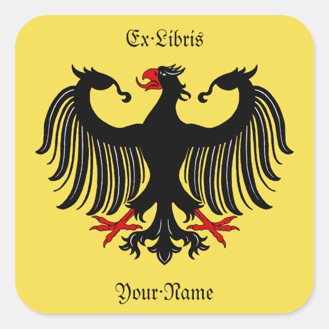 German Eagle Buchzeichen Quadratischer Aufkleber (Vorderseite)