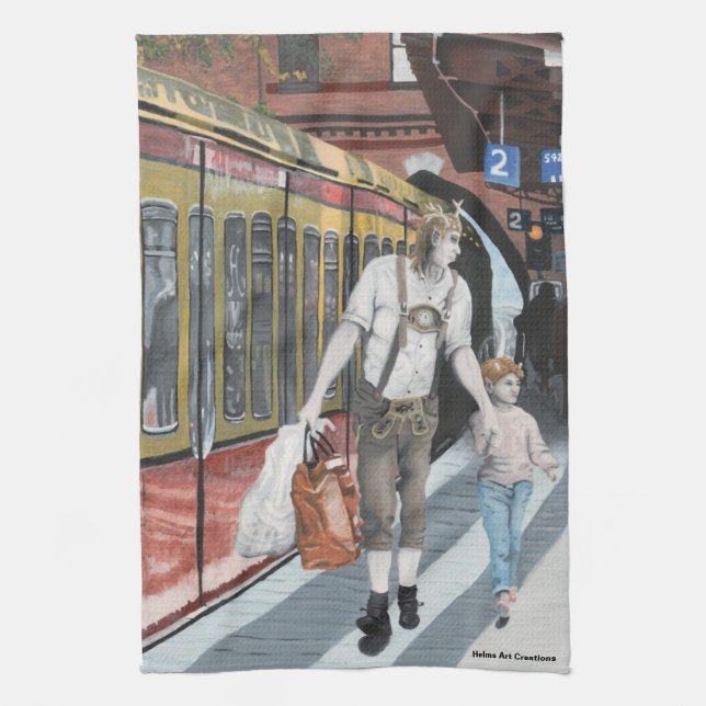 German Elf Family Trip Fantasy Art Kitchtuch Geschirrtuch (Vertikal)