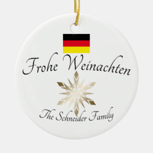 German Family Name Frohe Weinachten Germany Flag Keramik Ornament