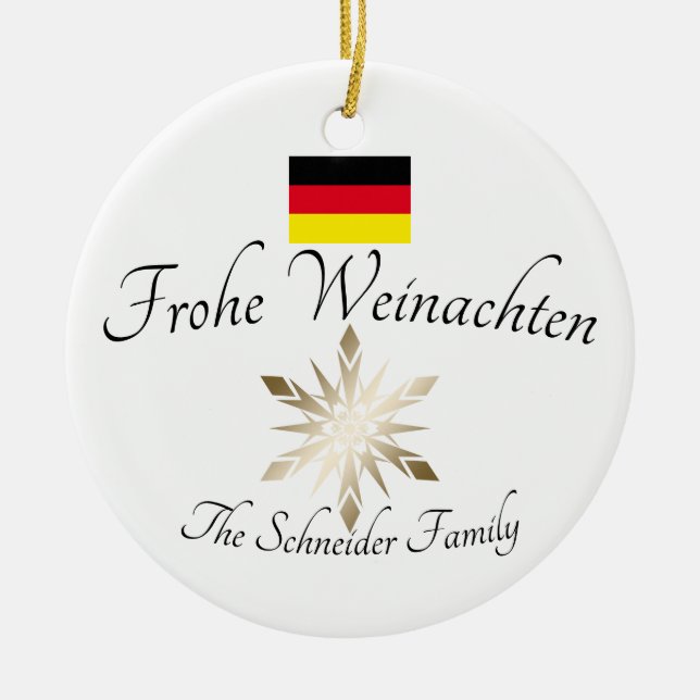 German Family Name Frohe Weinachten Germany Flag Keramik Ornament (Vorne)