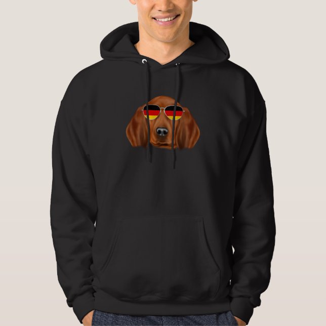 German Flag Redbone Coonhound Dog Germany Pocket Hoodie (Vorderseite)