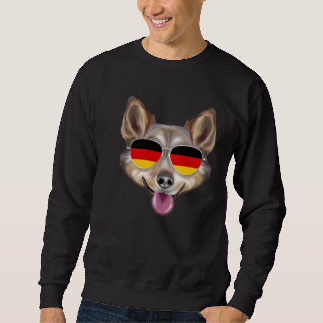 German Flag Swedish Vallhund Dog Germany Pocket Sweatshirt (Vorderseite)
