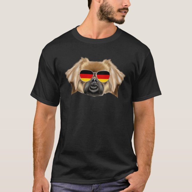 German Flag Tibetan Spaniel Dog Germany Pocket T-Shirt (Vorderseite)
