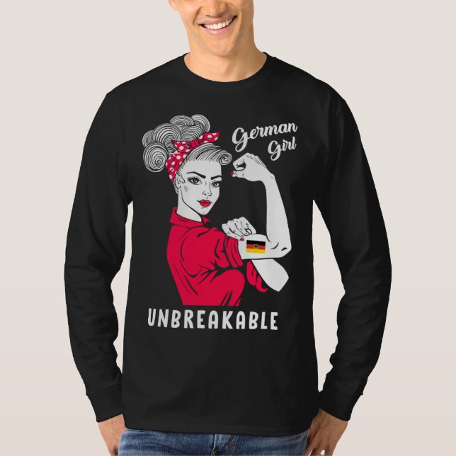German Girl Unbreakable Strong German Girl Flag T-Shirt (Vorderseite)