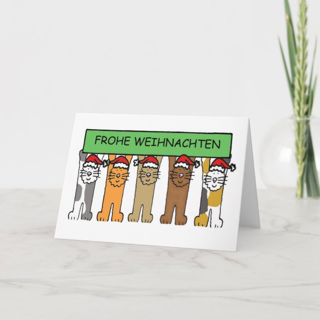 German Happy Christmas Cats Frohe Weihnachten (Vorderseite)