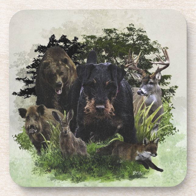 German Hunting Terrier (Jagdterre) Getränkeuntersetzer (Vorderseite)