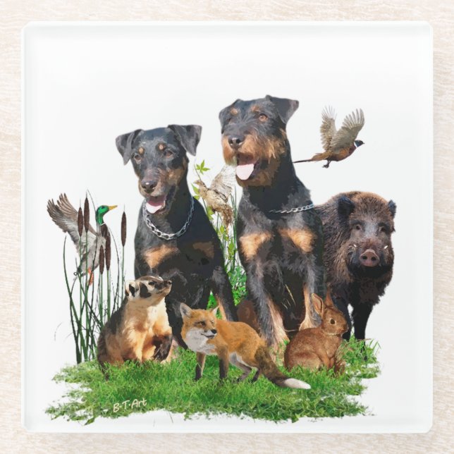 German Hunting Terrier (Jagdterre) Glasuntersetzer (Vorderseite)