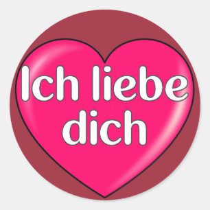 German - I love you Runder Aufkleber