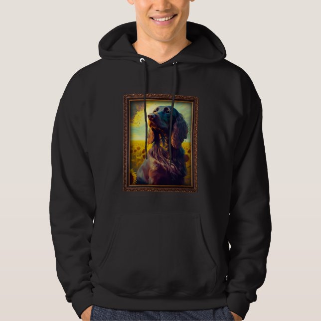 German Longhaired Pointer Painting Sunflower Flowe Hoodie (Vorderseite)