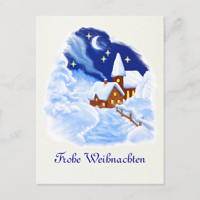 German Merry Christmas Postcard Feiertagspostkarte (Vorderseite)