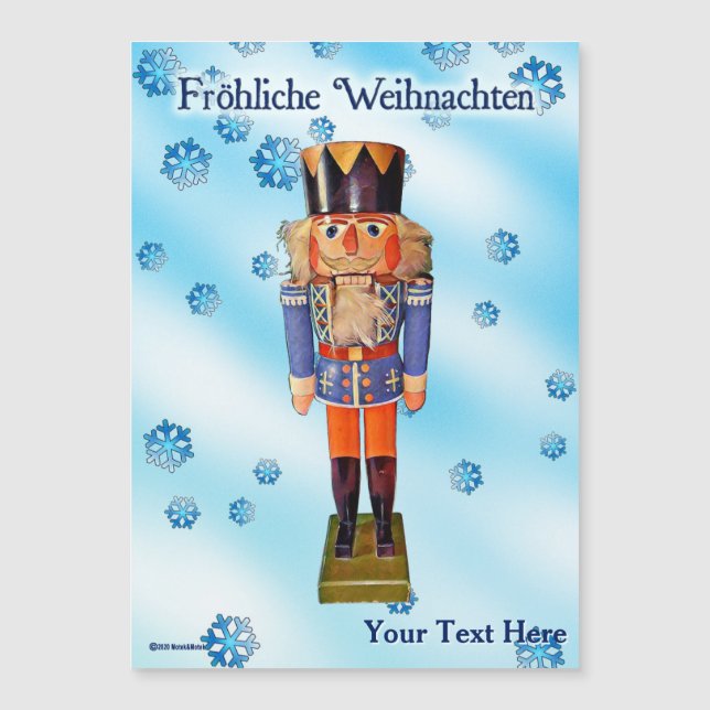 German Nutcracker - Fröhliche Weihnachten Magnetkarte (Vorderseite)