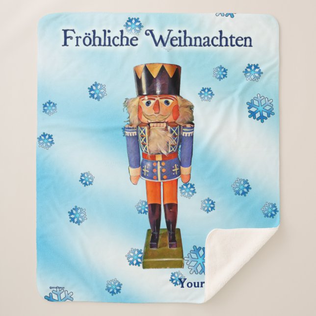 German Nutcracker - Fröhliche Weihnachten Sherpadecke (Vorderseite)