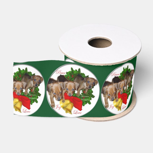 German Pinscher Christmas Ripsband (Spule)