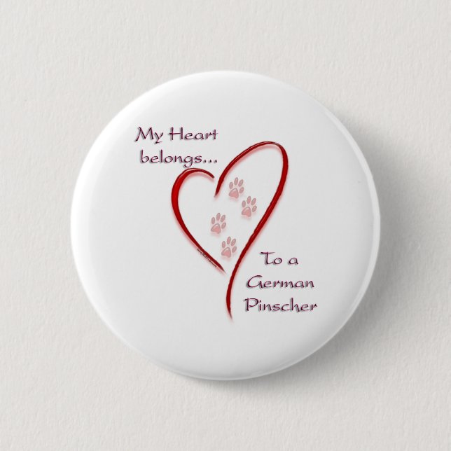 German Pinscher Heart Belongs Button (Vorderseite)