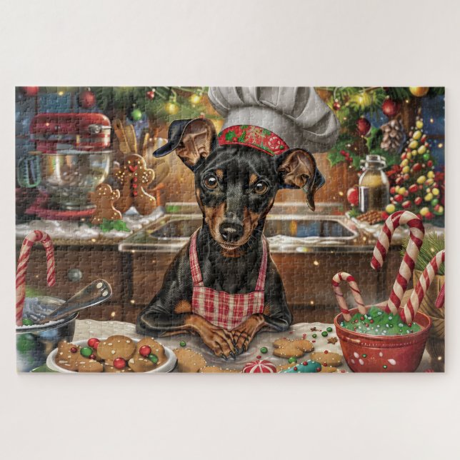 German Pinscher Holiday Baking: Feierliche Weihnac (Horizontal)