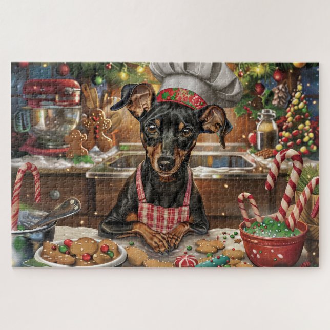 German Pinscher Holiday Baking: Feierliche Weihnac (Horizontal)