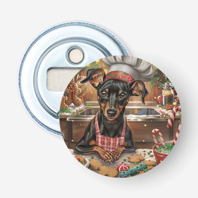 German Pinscher Holiday Baking: Feierliche Weihnac Flaschenöffner (Vorderseite)