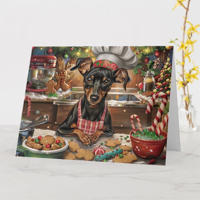 German Pinscher Holiday Baking: Feierliche Weihnac Karte (Gelbe Blume)