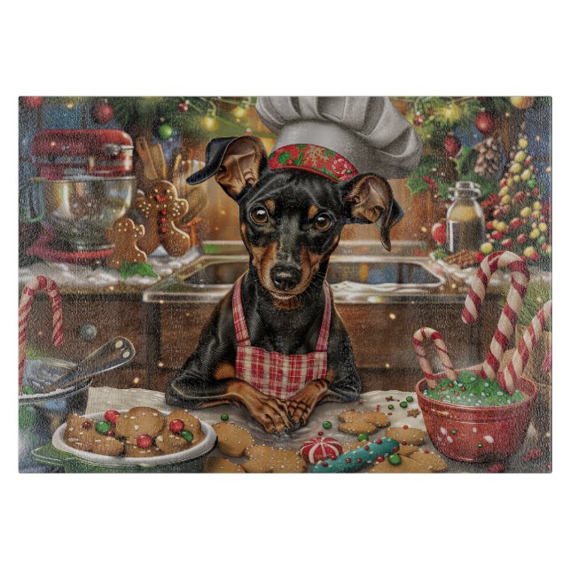 German Pinscher Holiday Baking: Feierliche Weihnac Schneidebrett (Vorderseite)