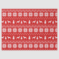 German Pinscher Silhouette Weihnachtsmuster Rot