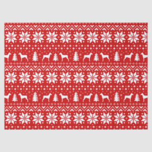 German Pinscher Silhouette Weihnachtsmuster Rot Seidenpapier