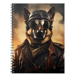 German Sheperd Aviator WWI Vintag Portrait Notizblock