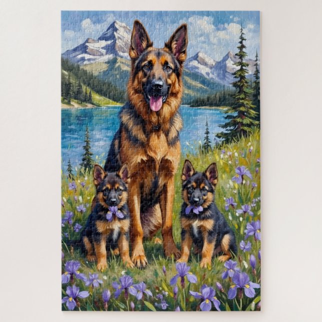 German Shepherd Alpine Iris Art (Vertikal)