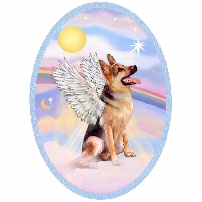 German Shepherd Angel Freistehende Fotoskulptur (Vorne)