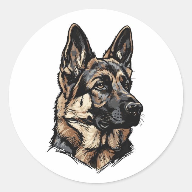 German Shepherd Art Runder Aufkleber (Vorderseite)