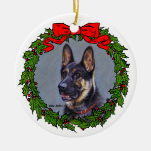 German Shepherd Art von Glenda S. Harlan Keramik Ornament
