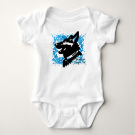 German Shepherd Baby Bodysuit Blue Strampler