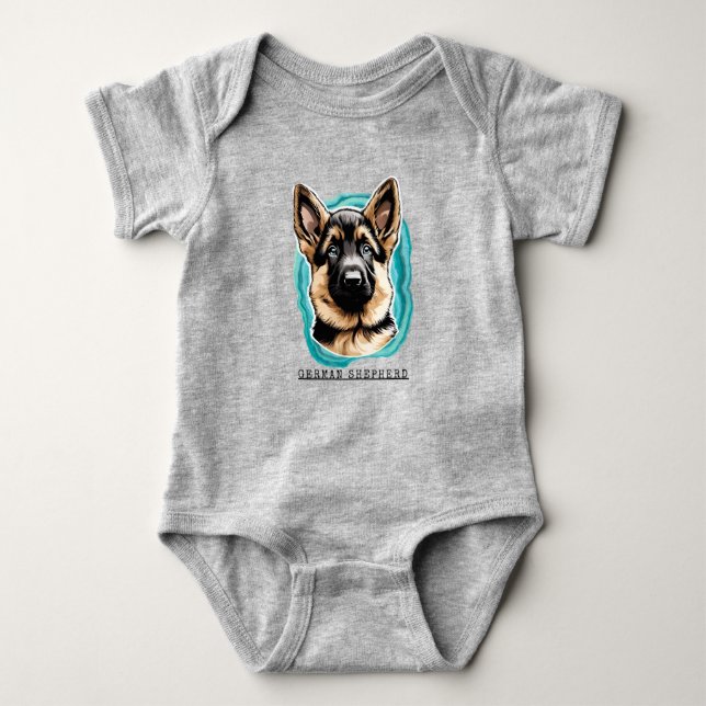 German Shepherd Baby Bodysuit Strampler (Vorderseite)
