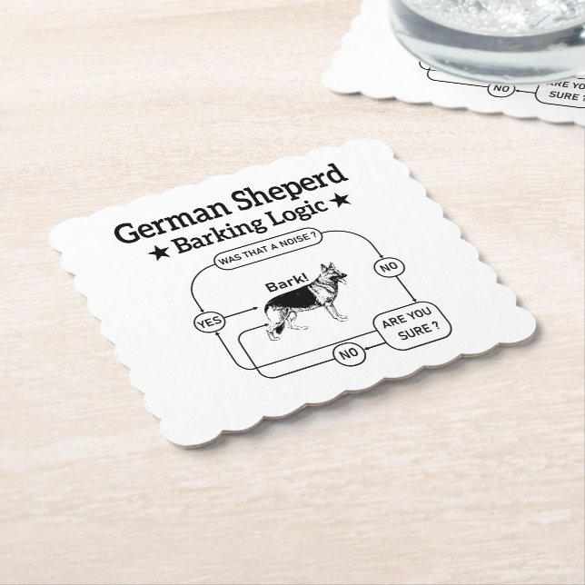German Shepherd Barking Logic Funny Dog Sarcastic Untersetzer (angewinkelt)