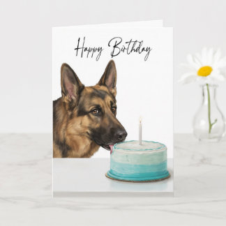 German Shepherd Birthday Cake Inspector Karte