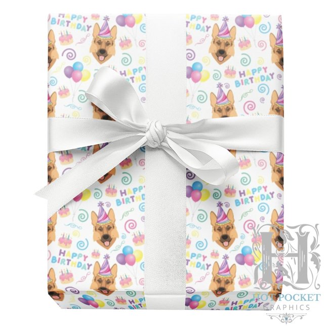 German Shepherd Birthday Gift Wrapping Paper  Geschenkpapier (Von Creator hochgeladen)