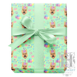 German Shepherd Birthday Gift Wrapping Paper  Geschenkpapier
