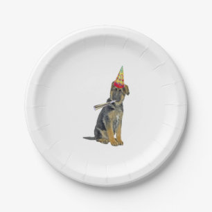 German Shepherd Birthday Pappteller
