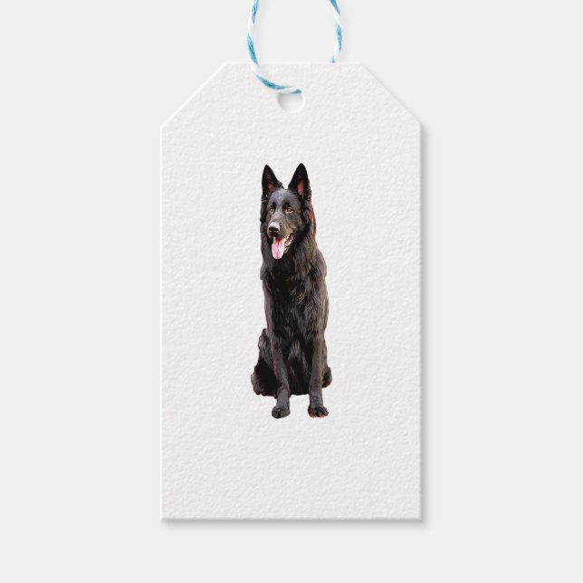 German Shepherd Black Dog Geschenkanhänger (Vorderseite)