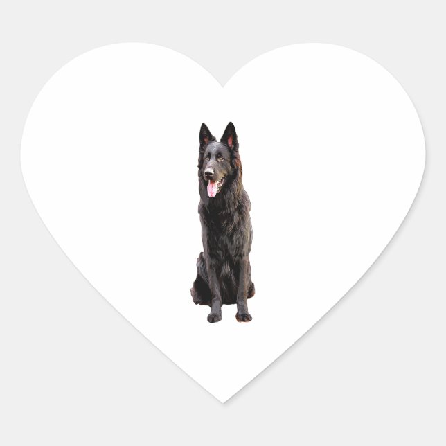 German Shepherd Black Dog Herz-Aufkleber (Vorderseite)