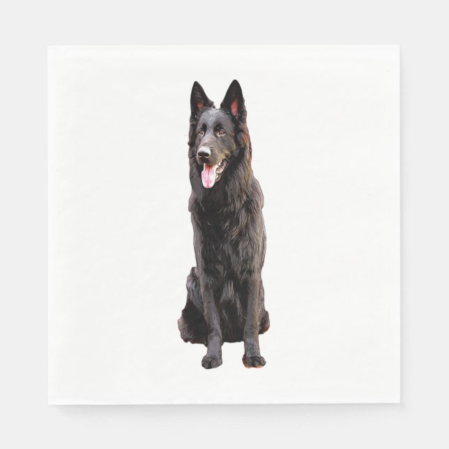 German Shepherd Black Dog Serviette (Vorderseite)