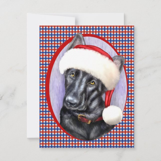 German Shepherd BLK Christmas Santa Pup Einladung (Vorderseite)