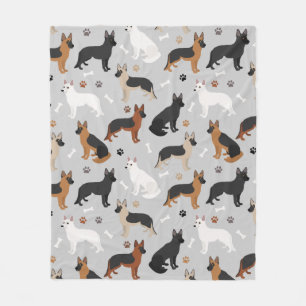 German Shepherd Bones and Paws Fleecedecke