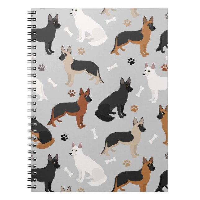 German Shepherd Bones and Paws Notizblock (Vorderseite)