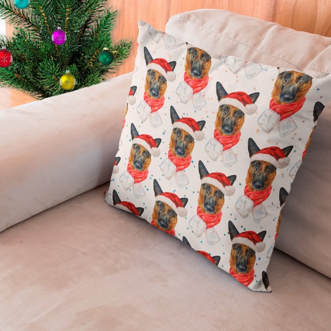 German Shepherd Breed Dog Pattern Stars Christmas Kissen (Von Creator hochgeladen)