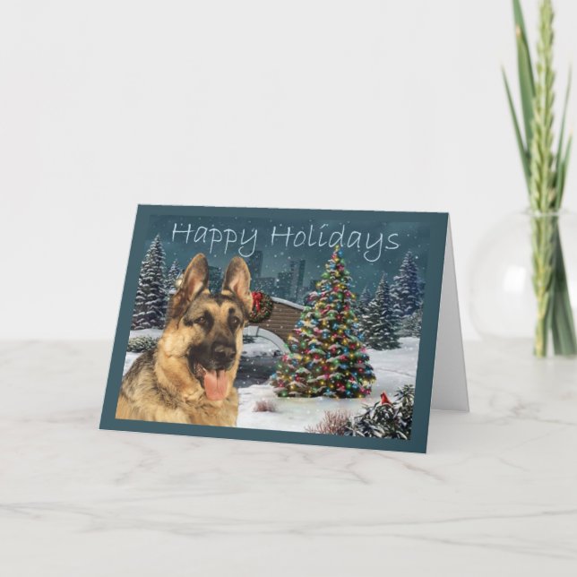 German Shepherd Christmas Abend Feiertagskarte (Vorderseite)