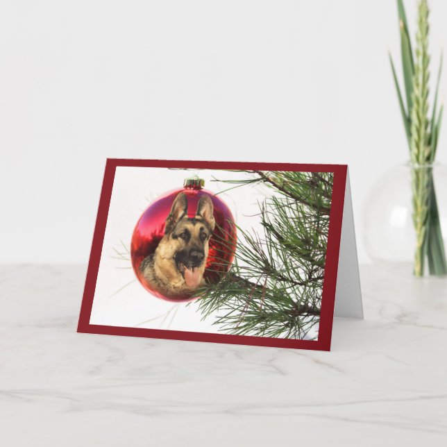 German Shepherd Christmas Ball Hanging2 Feiertagskarte (Vorderseite)